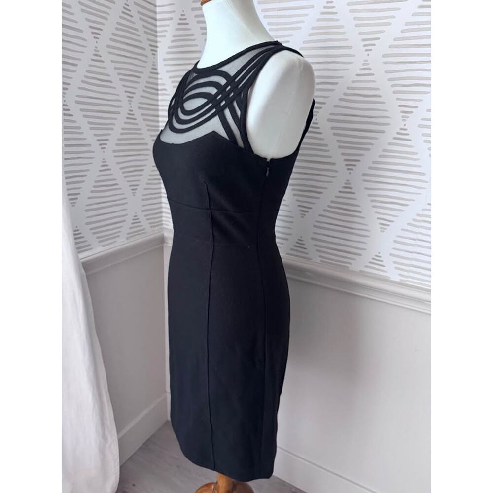 Susana Monaco Women’s Small Black Felt & Mesh Arched Geometric Bodycon Dress - Picture 4 of 10